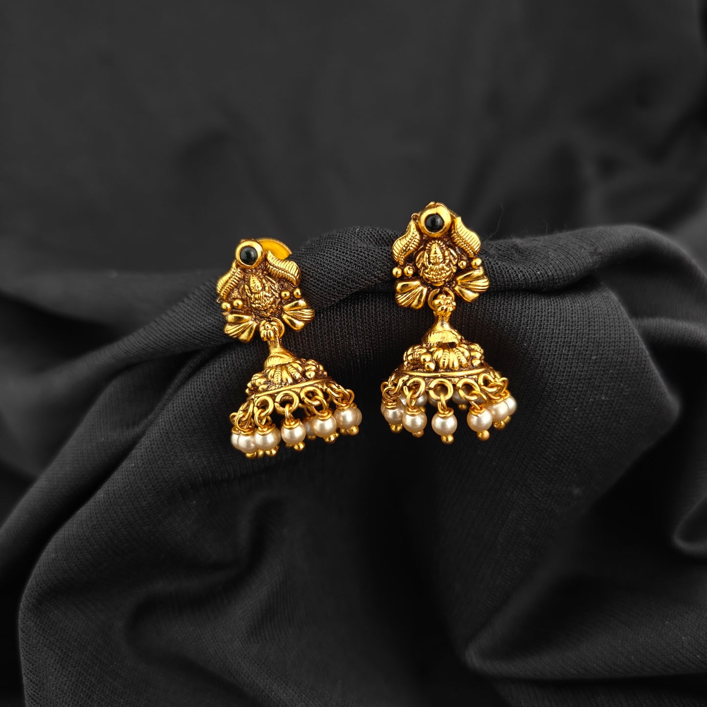 92.5 Silver With Gold Polish  Lakshmi Devi Jumkas -RCV421