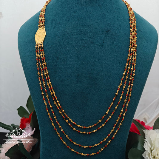 92.5 Silver with gold polish coral beads chandraharam -RCK333