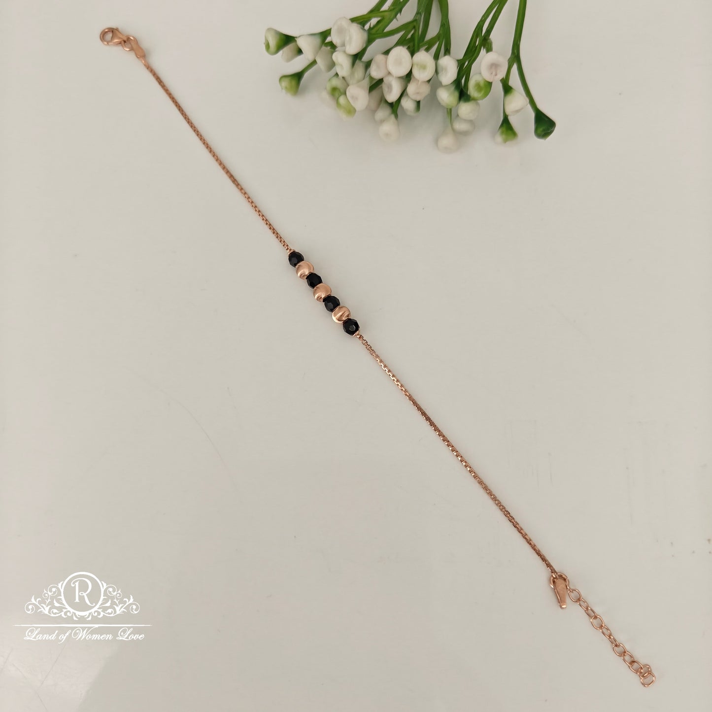 92.5 SILVER ROSE GOLD POLISH BRACELET-RCRB58