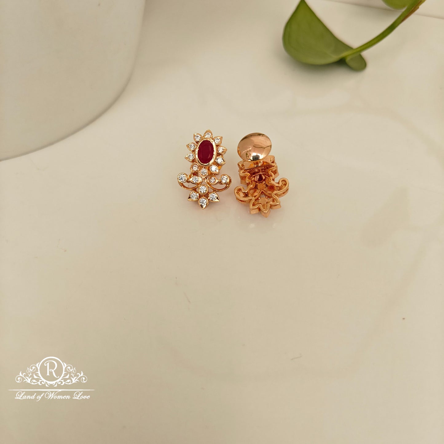 92.5 SILVER ROSE GOLD POLISH EARRINGS-RCM1410