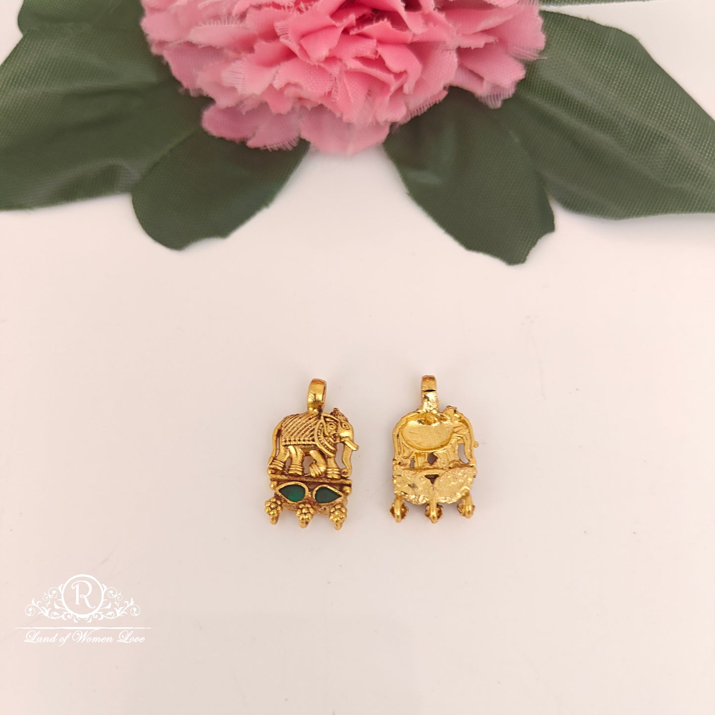 92.5-SILVER ELEPHANT DESGIN SIDE LOCKETS -RCZ1063