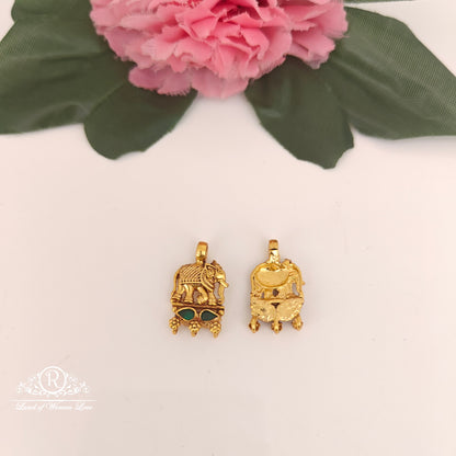 92.5-SILVER ELEPHANT DESGIN SIDE LOCKETS -RCZ1063