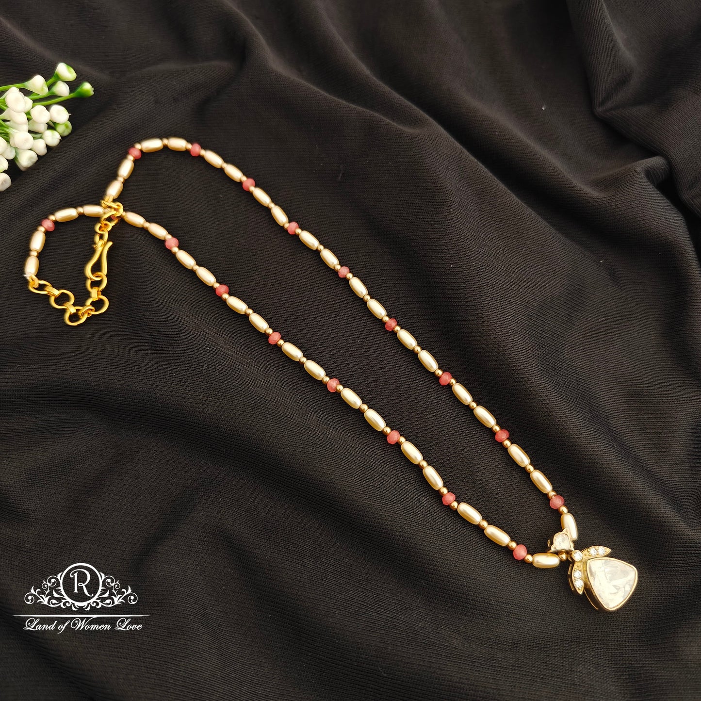 92.5 Silver Pearl Chain With Pendant -RCR142