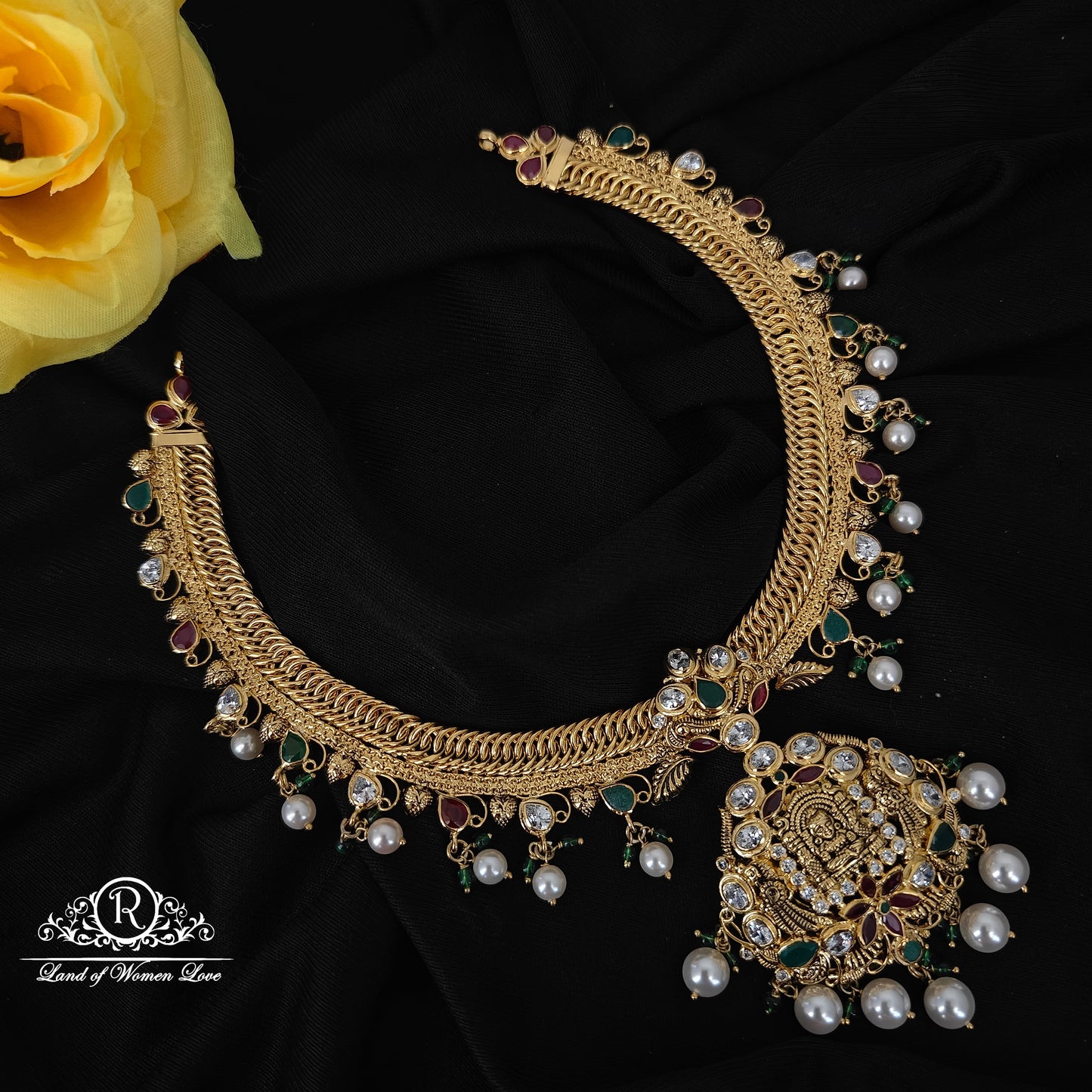 92.5 SILVER LAKSHMI DEVI JALEBI NECKLACE-RCMB007
