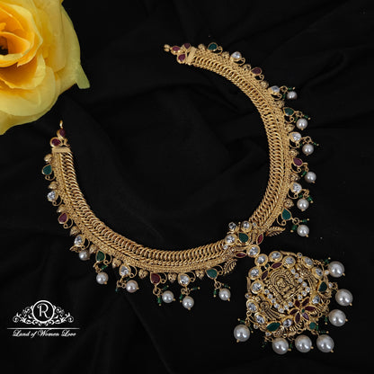 92.5 SILVER LAKSHMI DEVI JALEBI NECKLACE-RCMB007