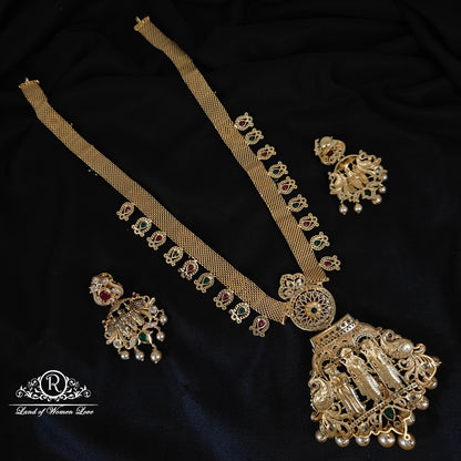 92.5 SILVER RAMPARIVAR HARAM WITH EARRINGS-RCHD102