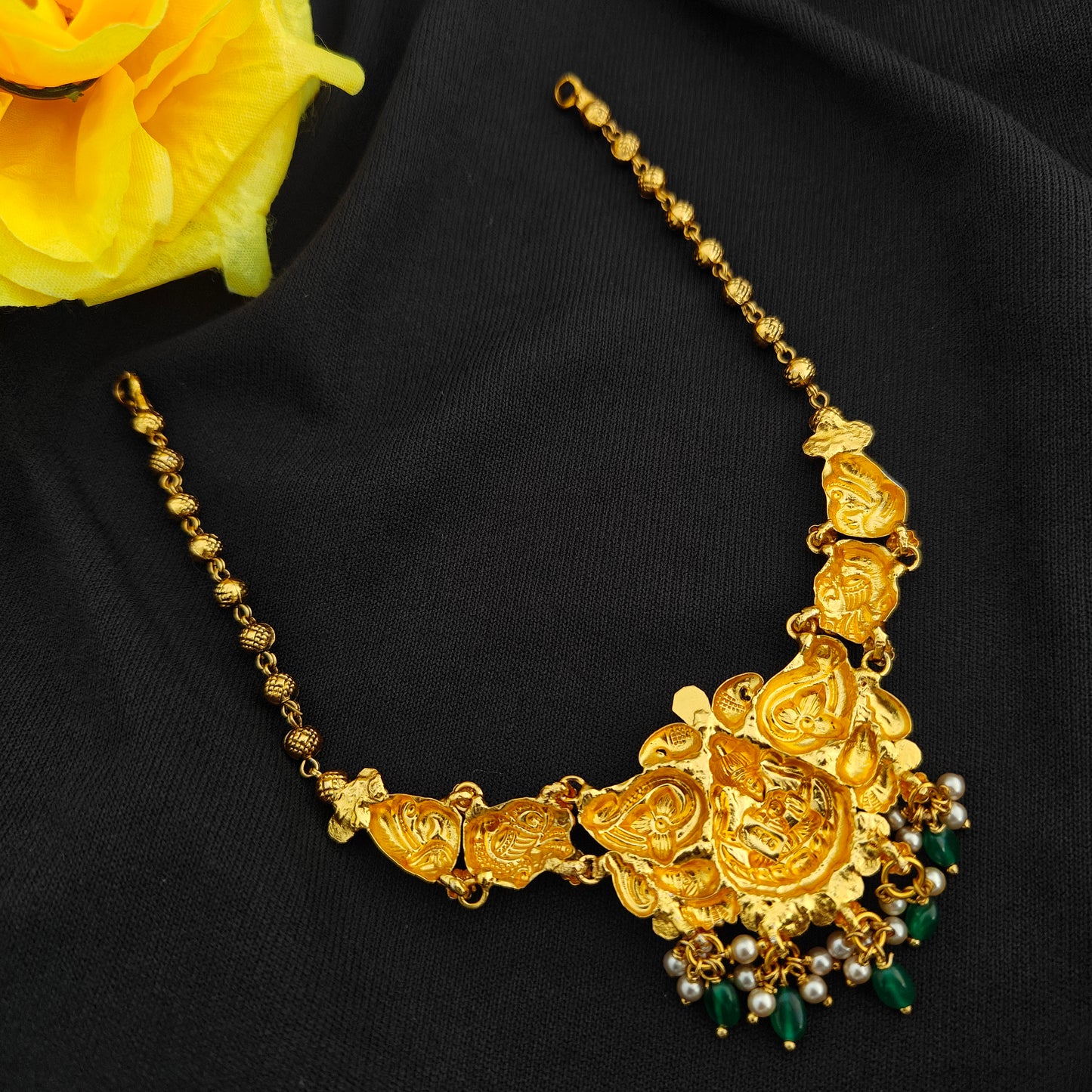 92.5 Silver  lakshmi devi Necklace design-RCV355