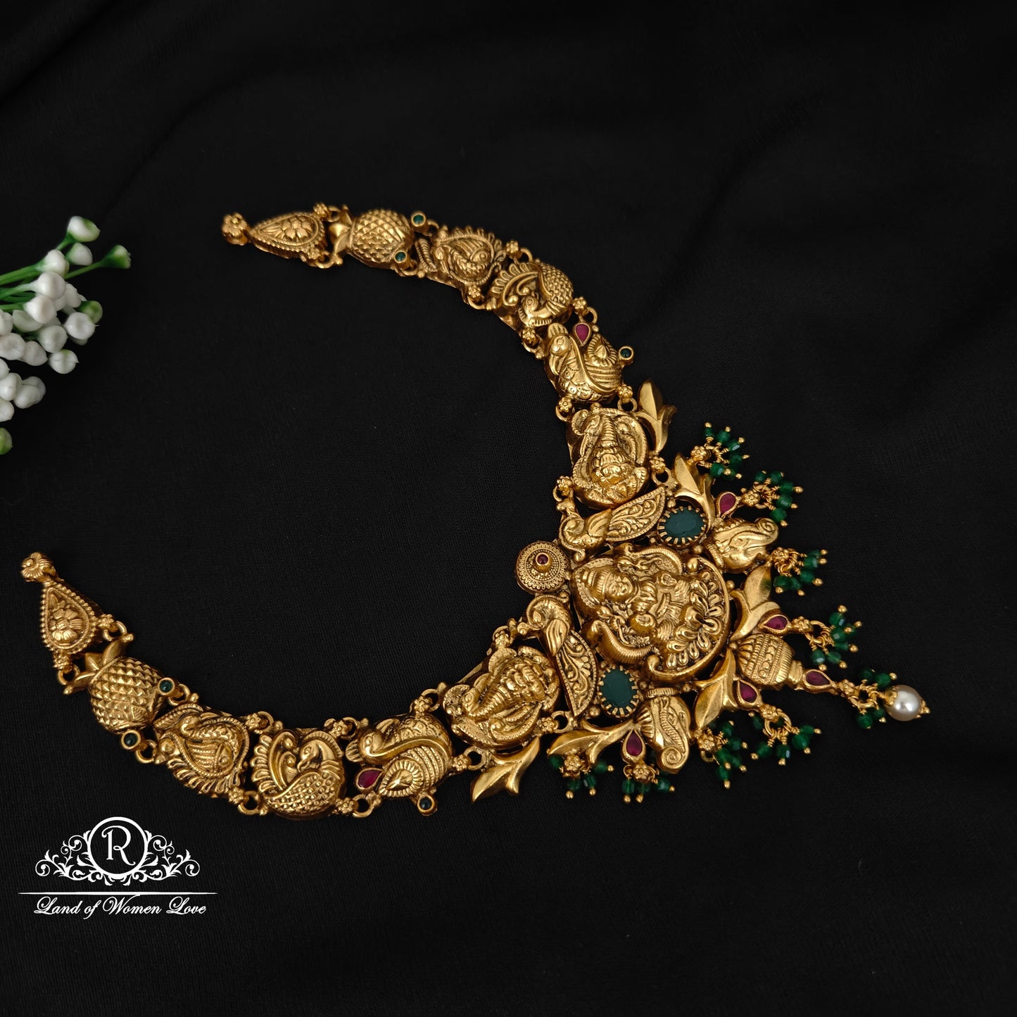 92.5 silver simple and Cute nakshi necklace with Lakshmi Devi Design -RCJR1009