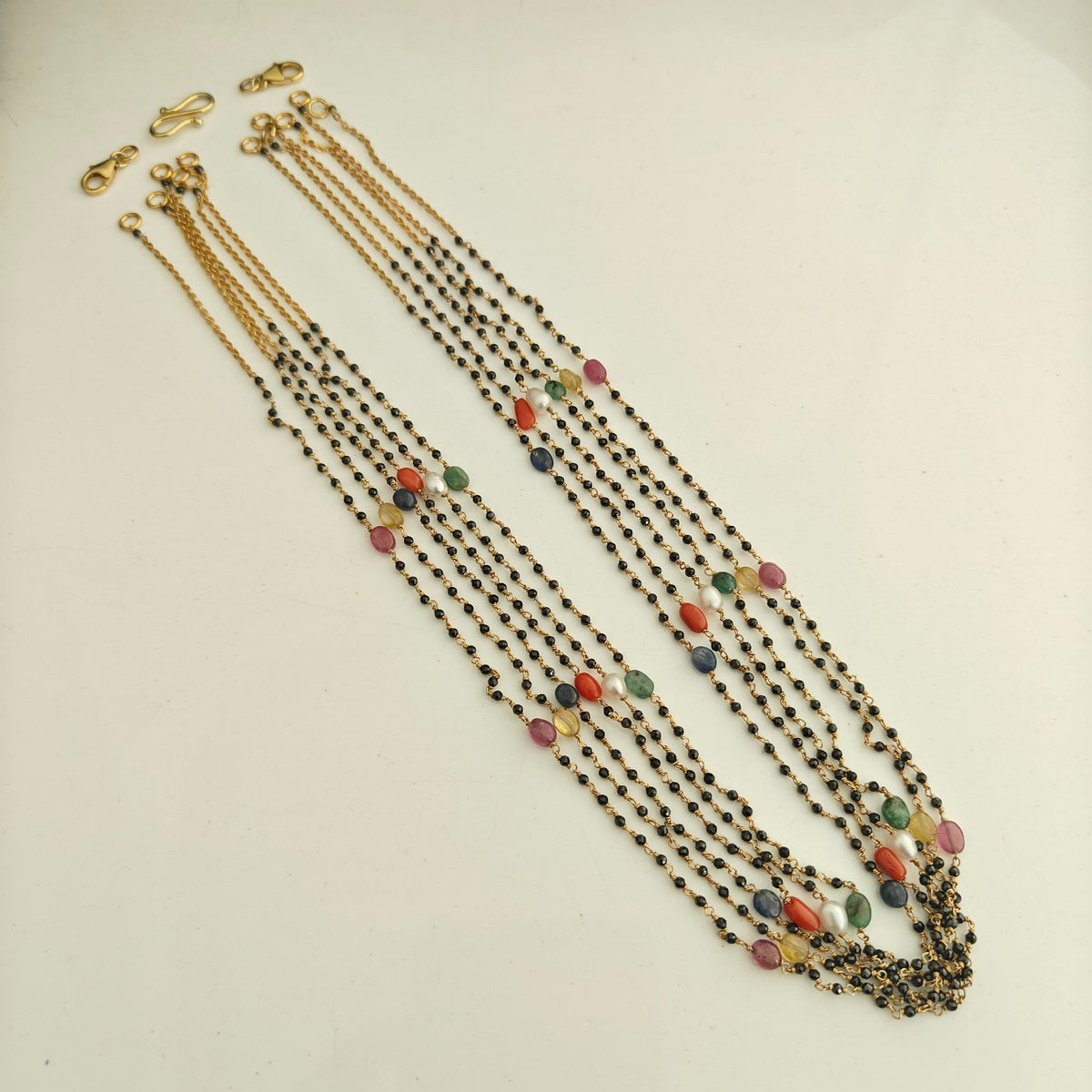 92.5 silver navaratna black beads with (63 models)-RCH1381