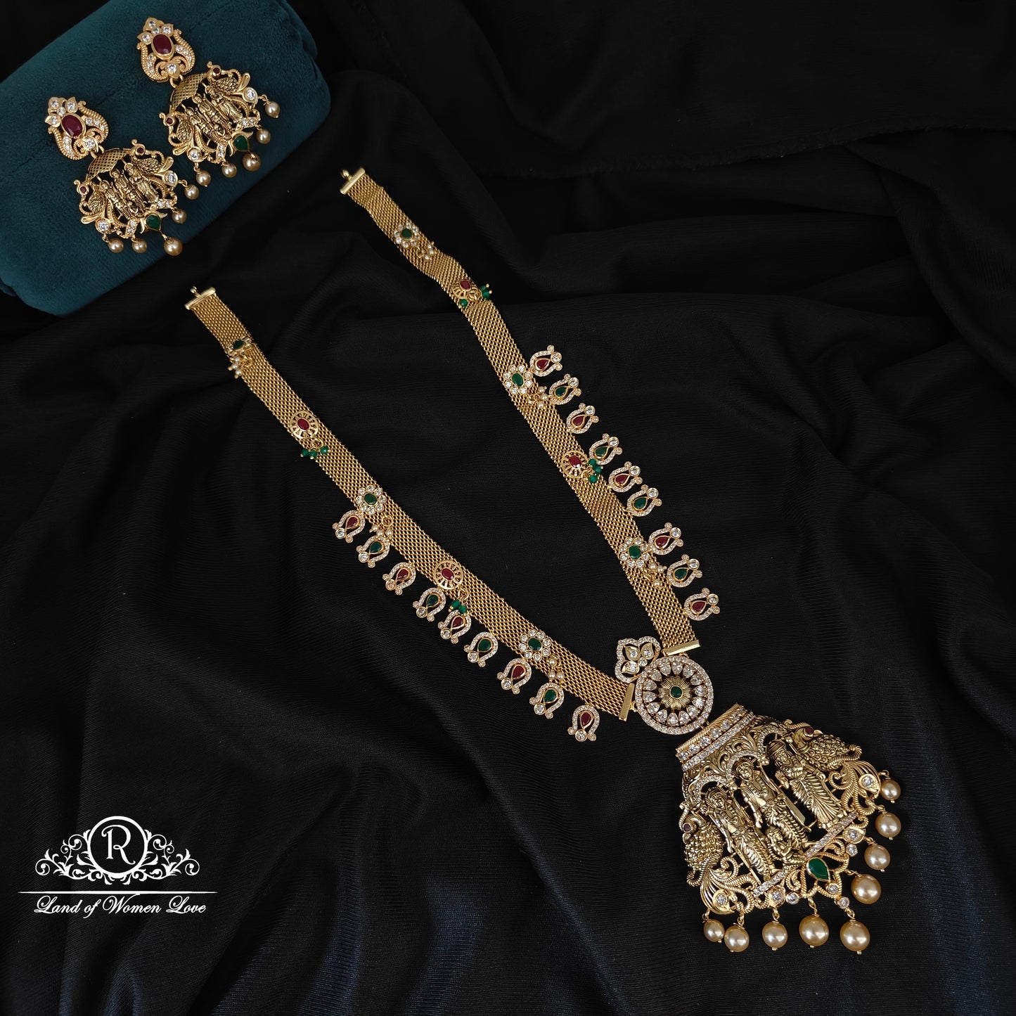 92.5 SILVER RAMPARIVAR HARAM WITH EARRINGS-RCHD102