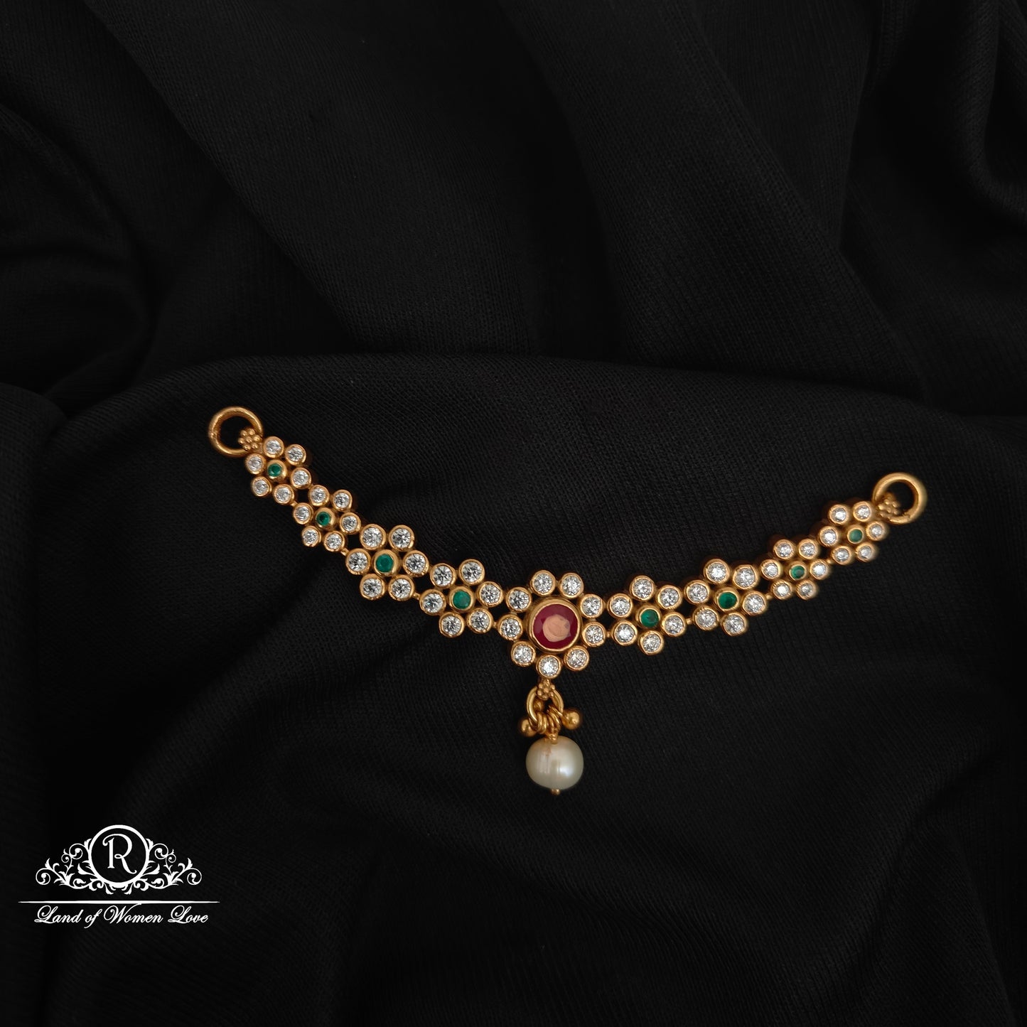 92.5 SILVER MULTI COLOUR  STONE MALA LOCKET-RCZP036