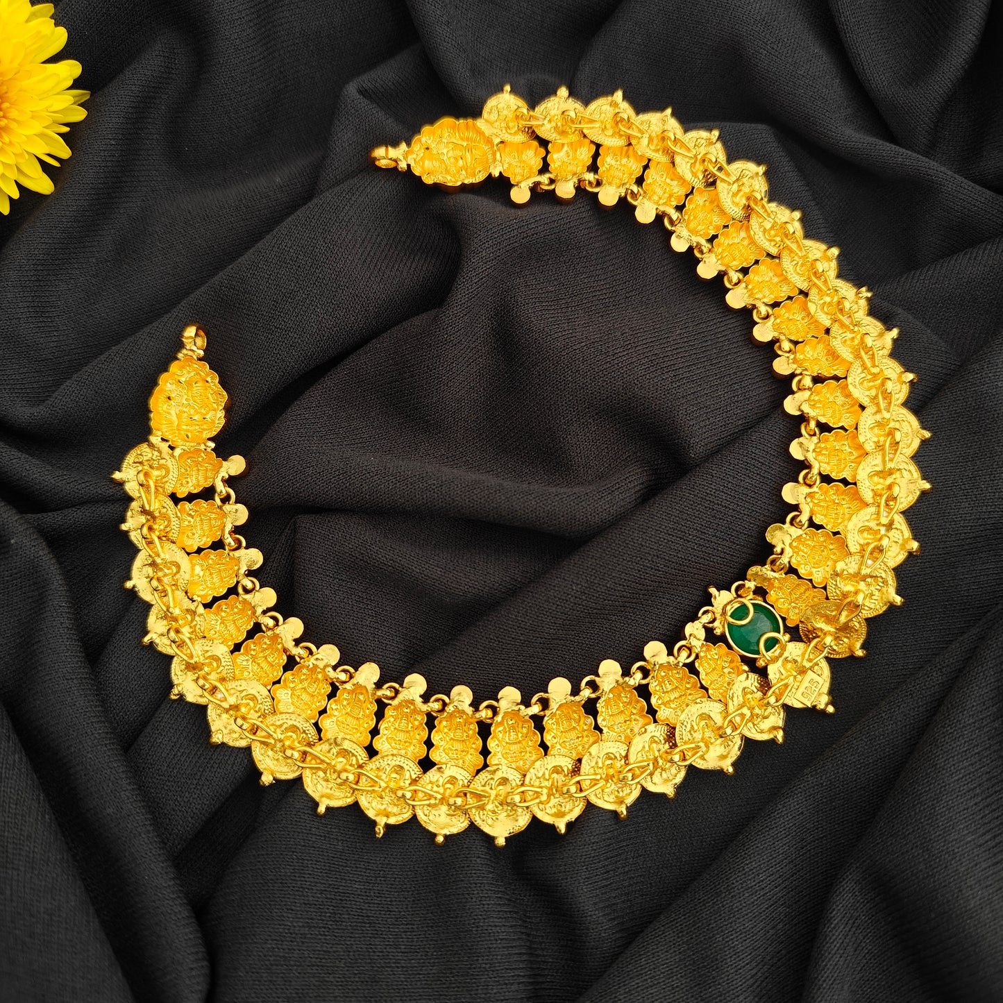 92.5 Silver  lakshmi devi  Kasu Necklace design-RCV317