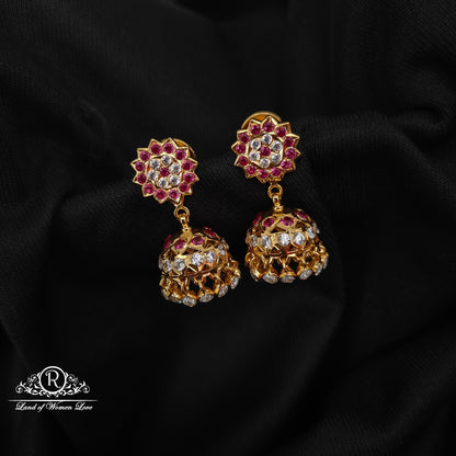 92.5 silver Kempu ( Ruby)  stone earrings - RCK295