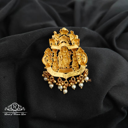 92.5 Silver Radhakrishna design pendent  with beads hangings-RCR189