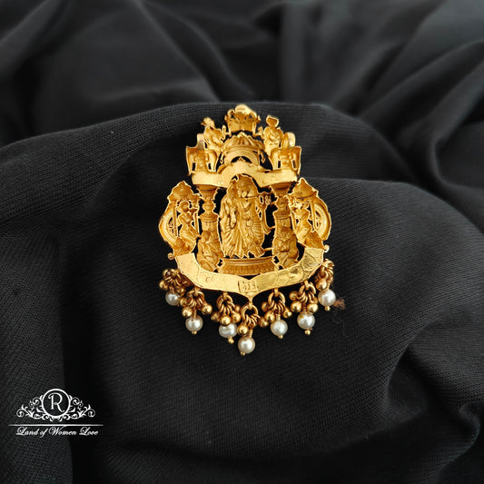 92.5 Silver Radhakrishna design pendent  with beads hangings-RCR189