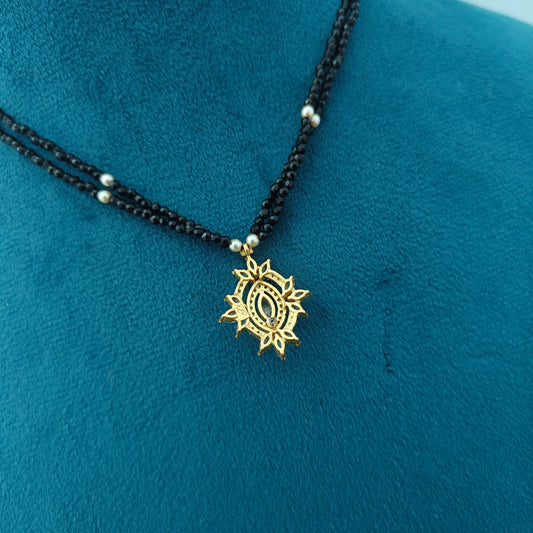92.5 silver Black Beads with flower design locket-RCH1385