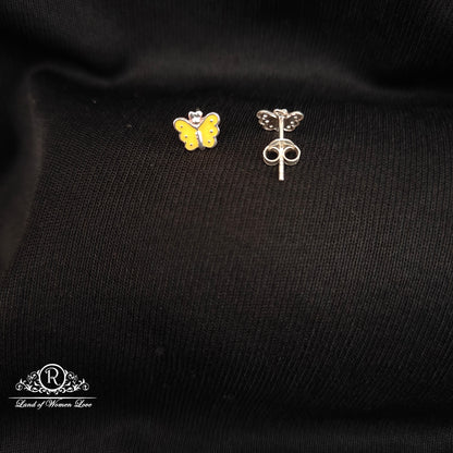 92.5 Silver Butterfly  Kids Earrings-RCHS54