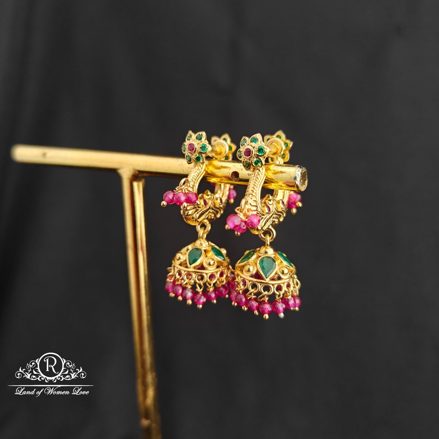 92.5 Silver Makara kundan Earrings -RCBH074