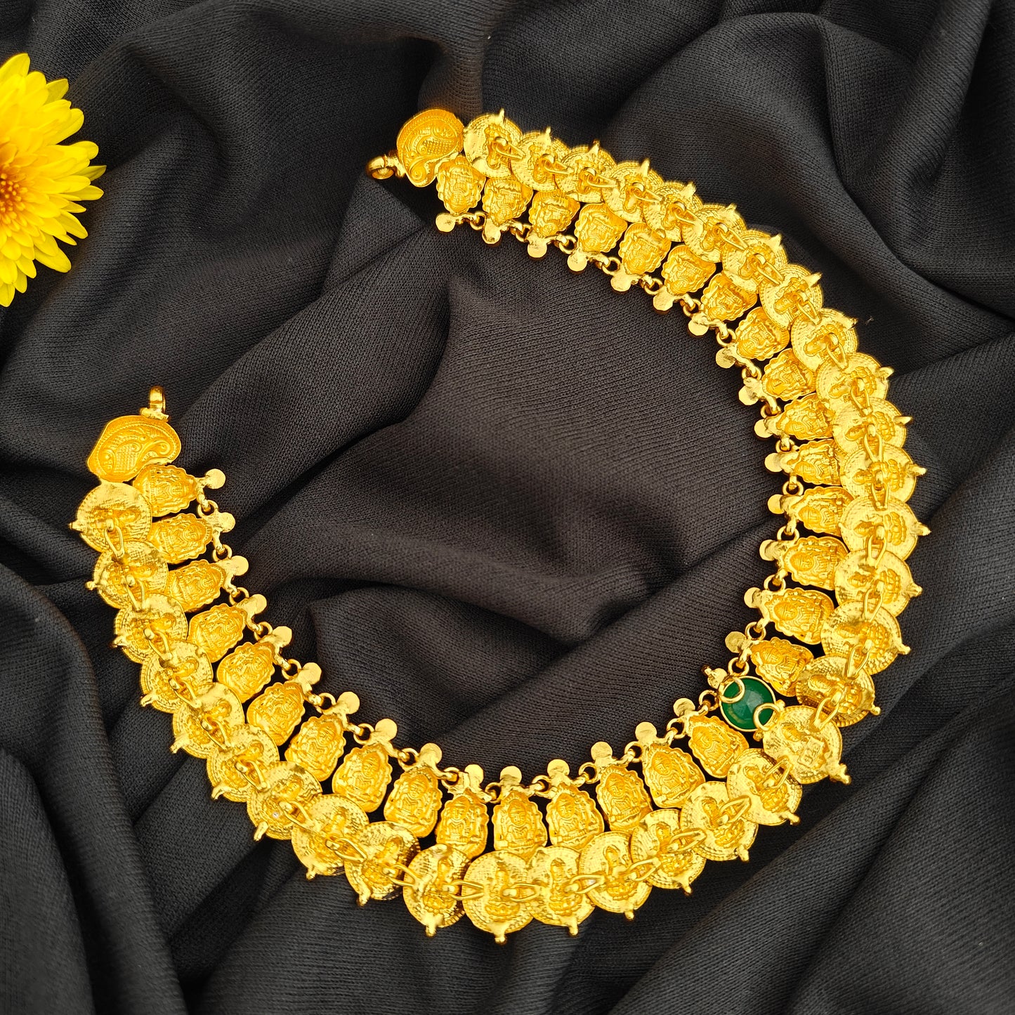 92.5 Silver  lakshmi devi  Kasu Necklace design-RCV318
