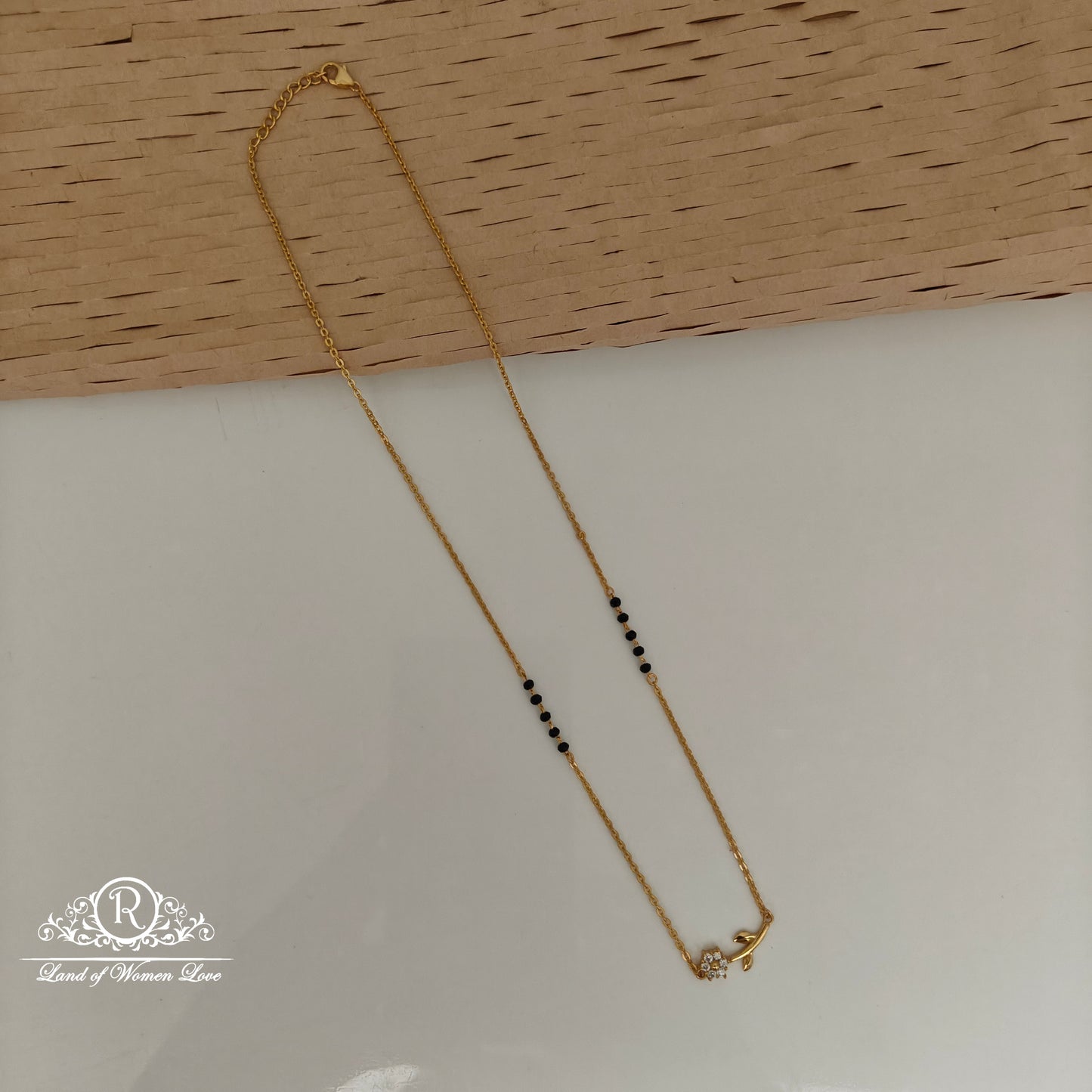 92.5 SILVER LIGHT WEIGHTBLACK BEADS WITH PENDANT-RCVC005