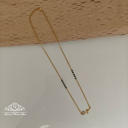 92.5 SILVER LIGHT WEIGHTBLACK BEADS WITH PENDANT-RCVC005