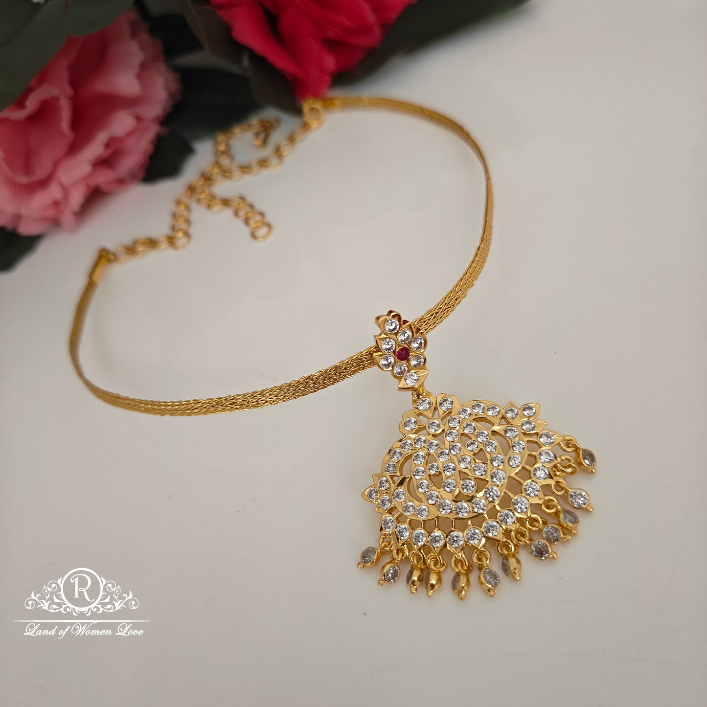 92.5 silver simple and Cute nanu patti necklace-RCK297-1