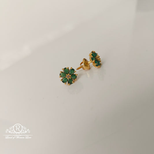 92.5 Silver Green Earrings-RCJR1113-3