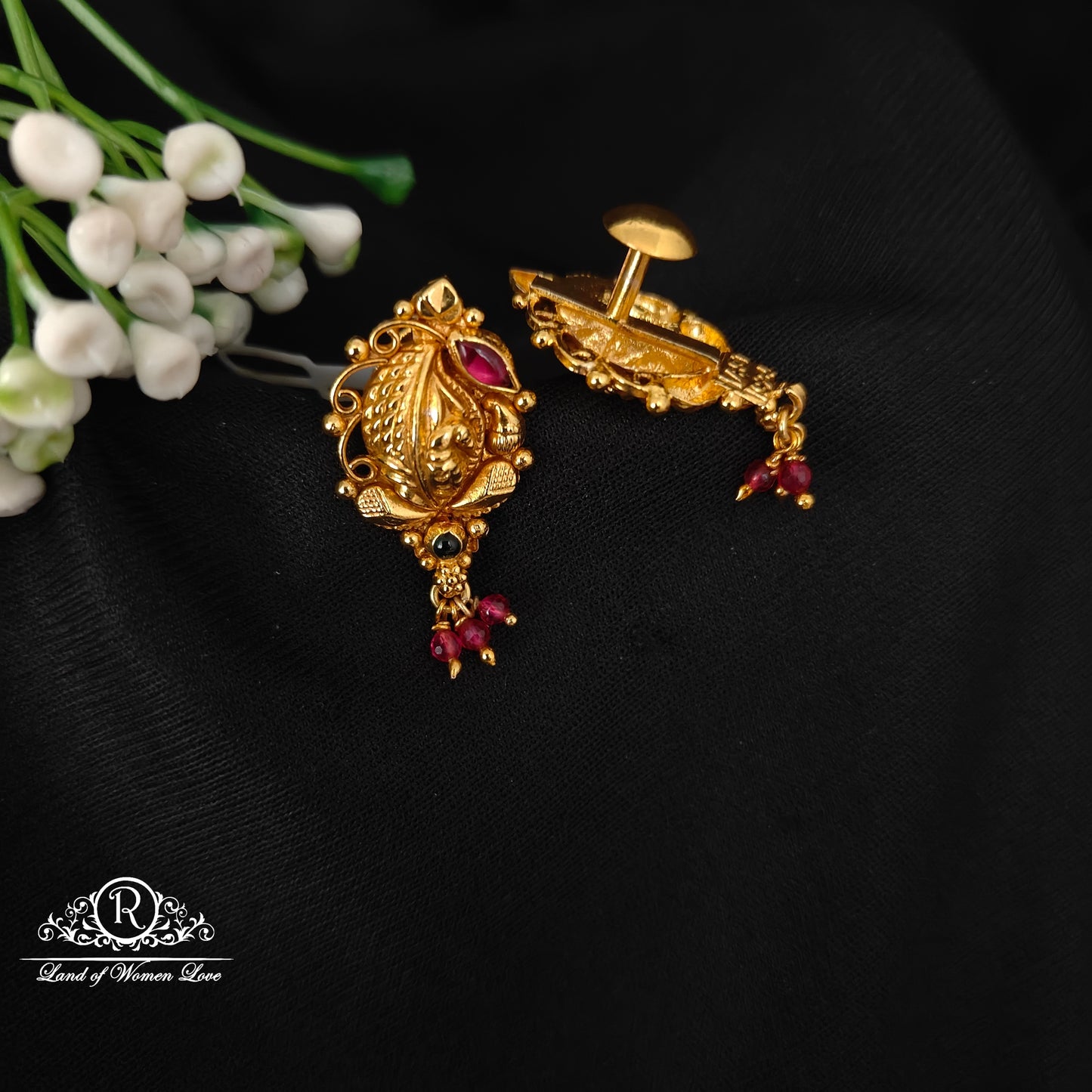 92.5 SILVER GOLD MODEL EARRINGS-RCM1391