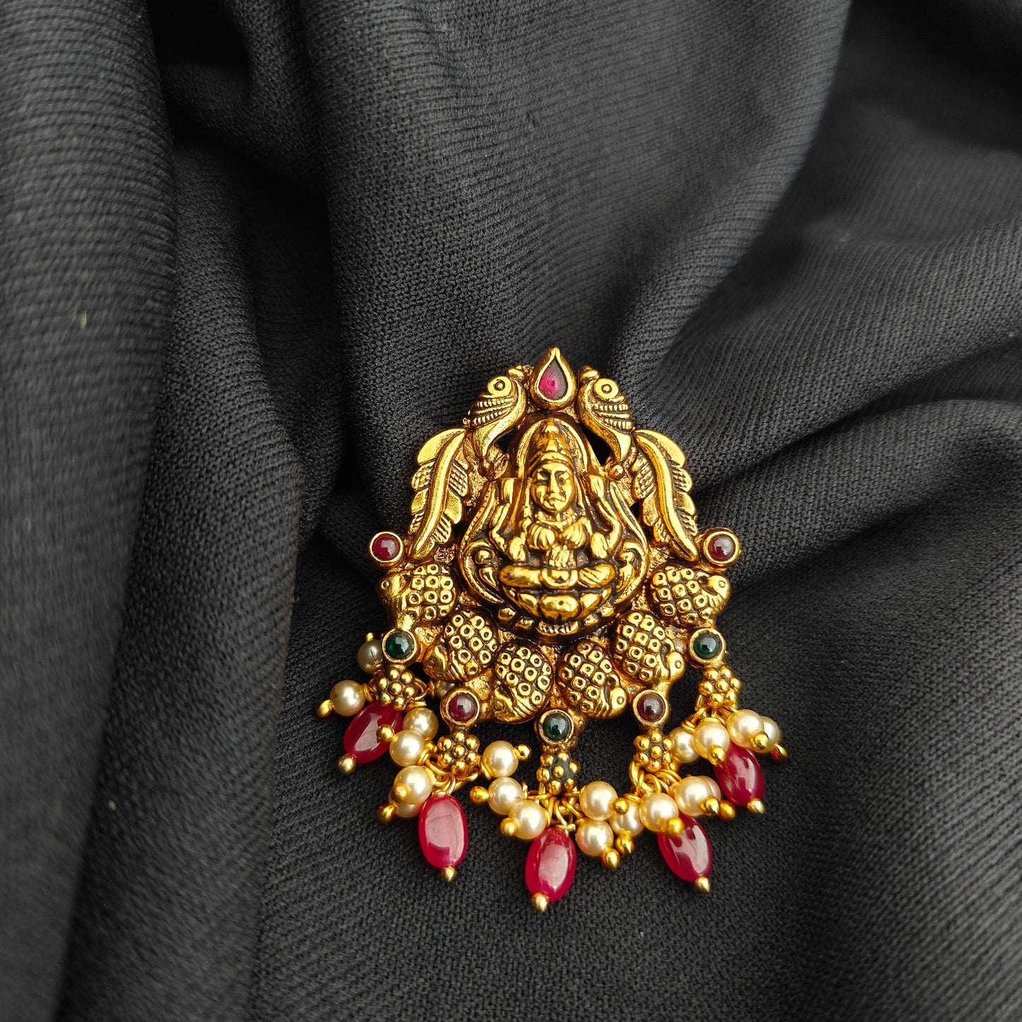 92.5 Silver With Gold Polish Lakshmi Devi Desgin pendant -RCV363