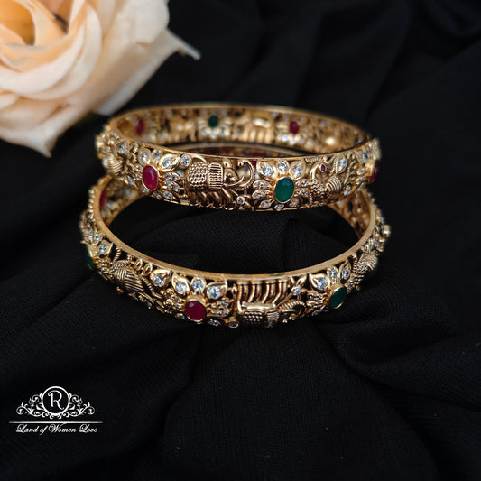 92.5 silver peacock and elephant design bangles -RCMB048