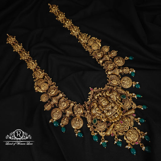 92.5 SILVER NAKSHI LAKSHMI DEVI WITH PEACOCK HARAM-RCM1366