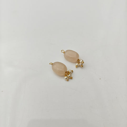 92.5 Silver with gold polish  beads hanging earrings -RCH1367-2