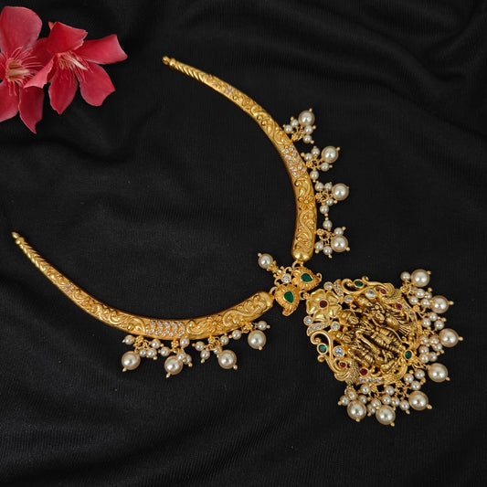 92.5 silver Ram parivar design kante with pearls hangings-RCJR1155