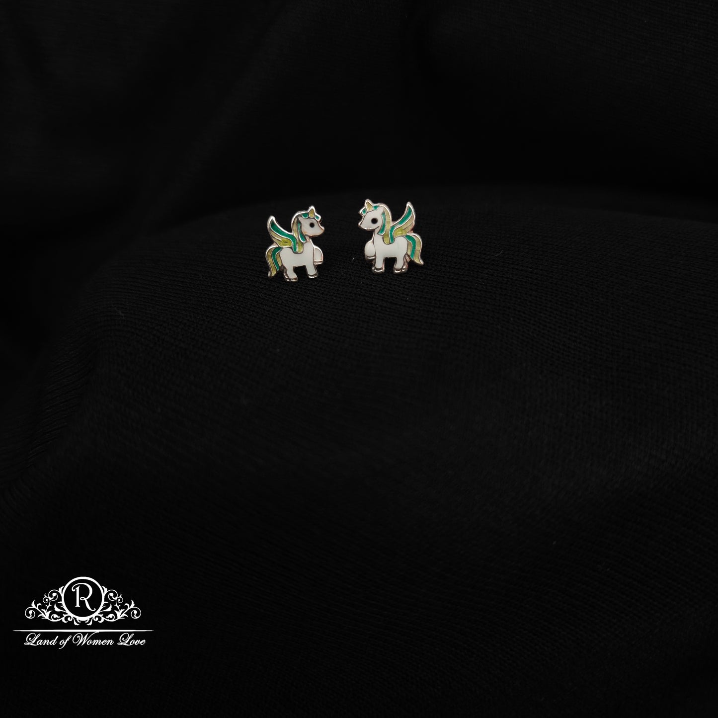 92.5 Silver Unicorn Kids Earrings-RCHS63