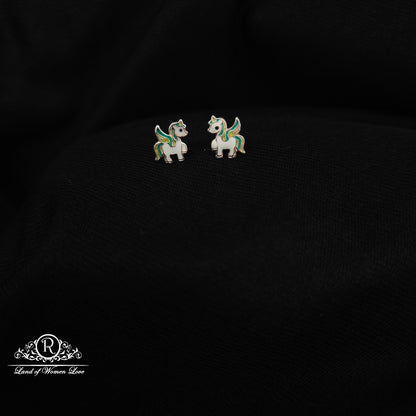 92.5 Silver Unicorn Kids Earrings-RCHS63