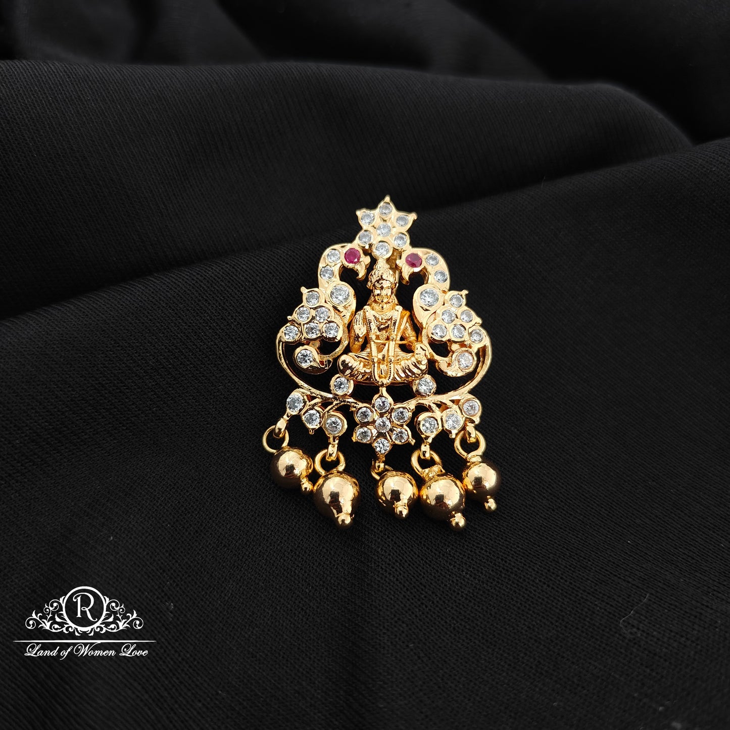 92.5 Silver lakshmidevi and peacock design  pendent-RCM1595