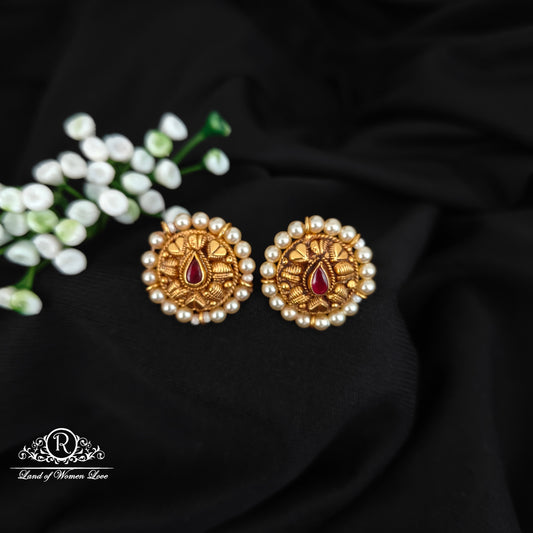 92.5 SILVER PEARL ROUND STUDS-RCJR1082