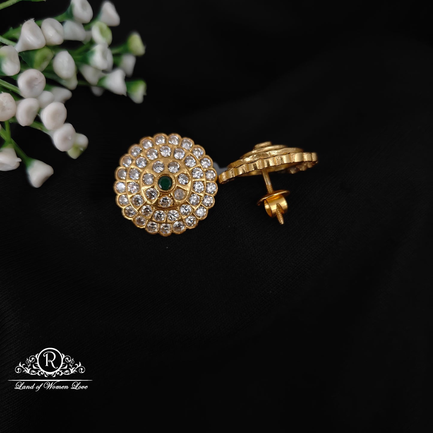 92.5  SILVER WHITE STONE STUDS -RCM1387-1