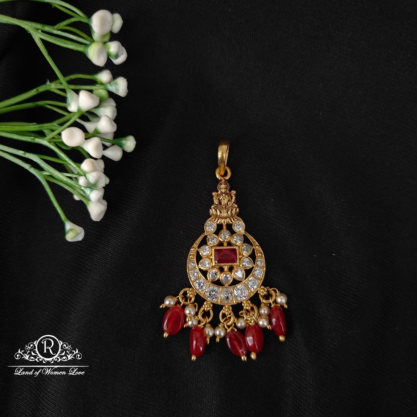 92.5 silver Lakshmi Devi design ruby tikka -RCM224