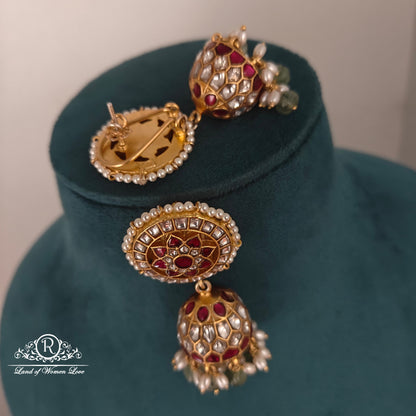 92.5 silver kundan earrings-RCPK016