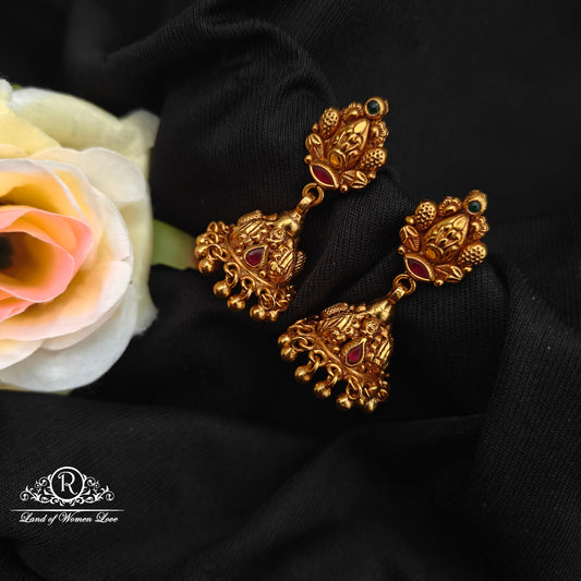 92.5 silver earrings with  nakshi finishing and gold balls hangings-RCP232