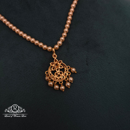 92.5 Silver single line pearl chain with locket -RCH1221