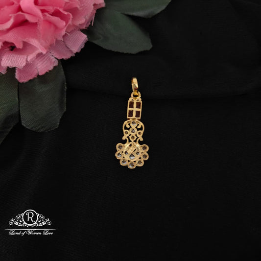 Silver White & Kempu Stones Locket-M305