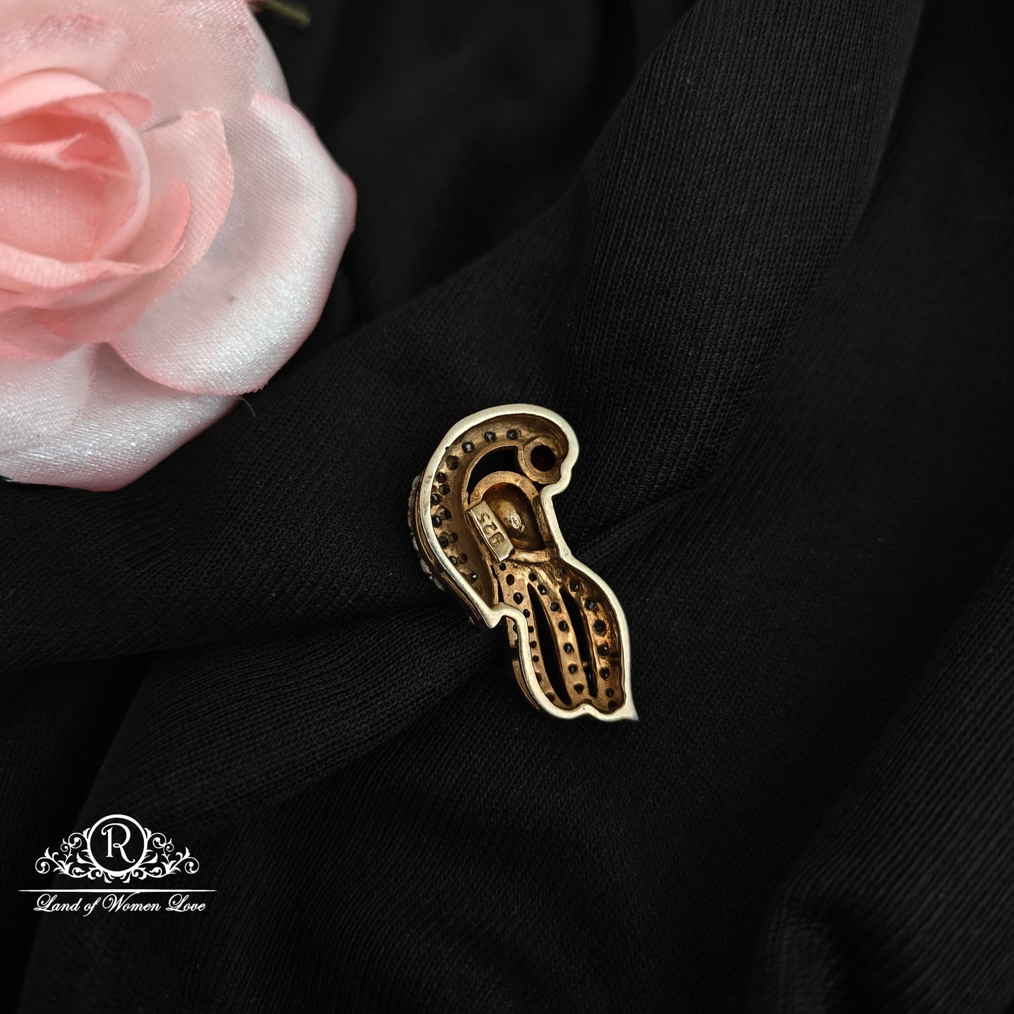 92.5 silver mossinate peacock side locket with ruby stone-RCMJ265