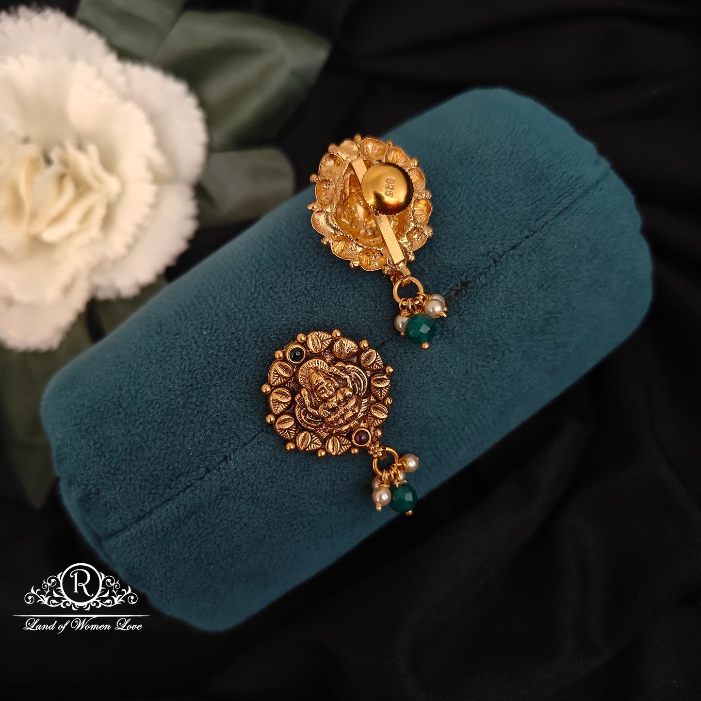 92.5-SILVER LAKSHMI DEVI EARRINGS -RCZ1003