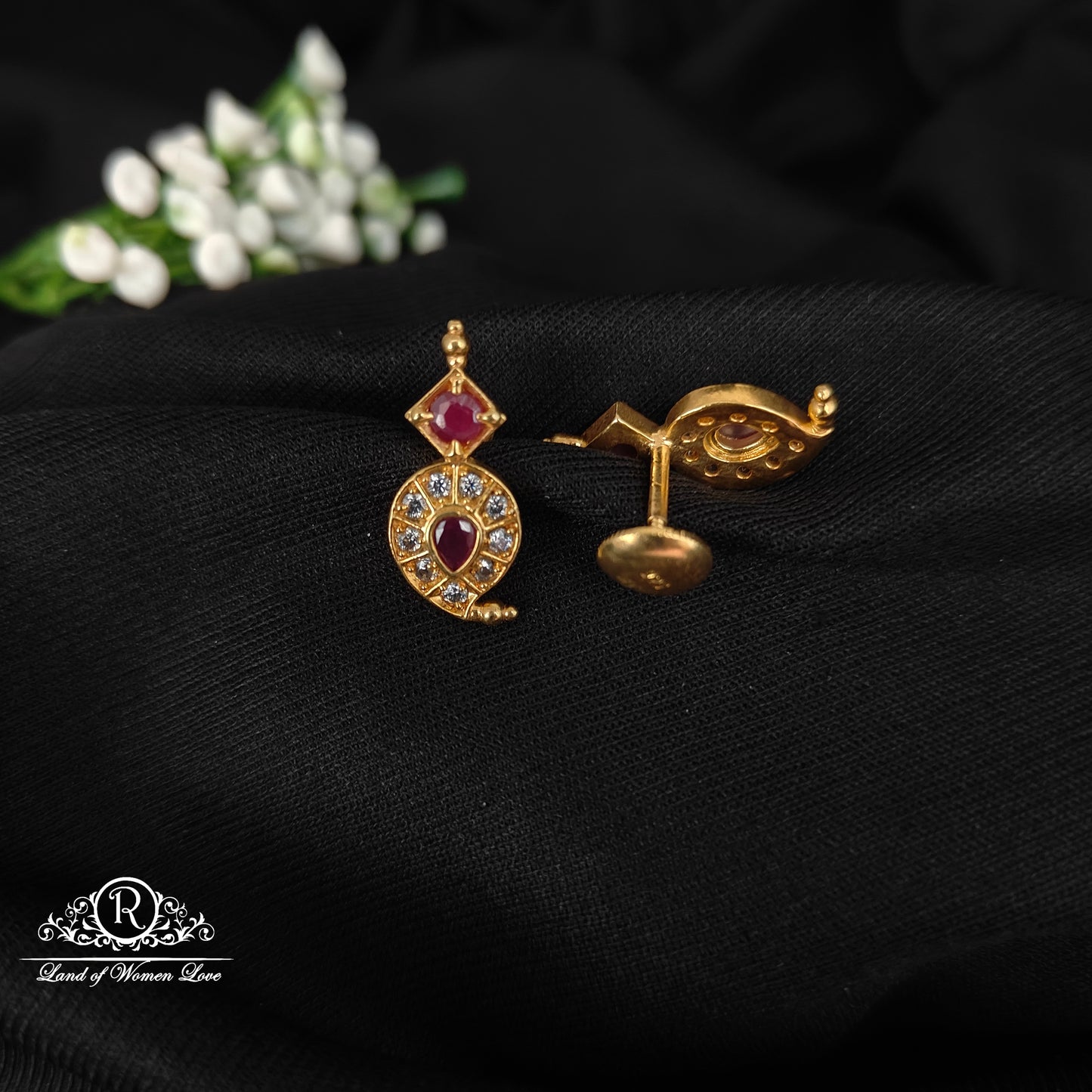 92.5 SILVER GOLD POLISH EARRINGS-RCH1083