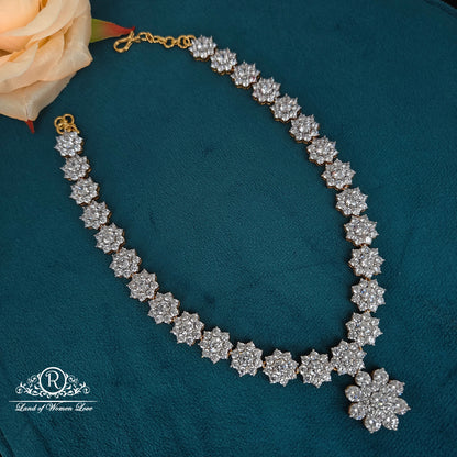 92.5 silver silver cz white stones necklace -S778