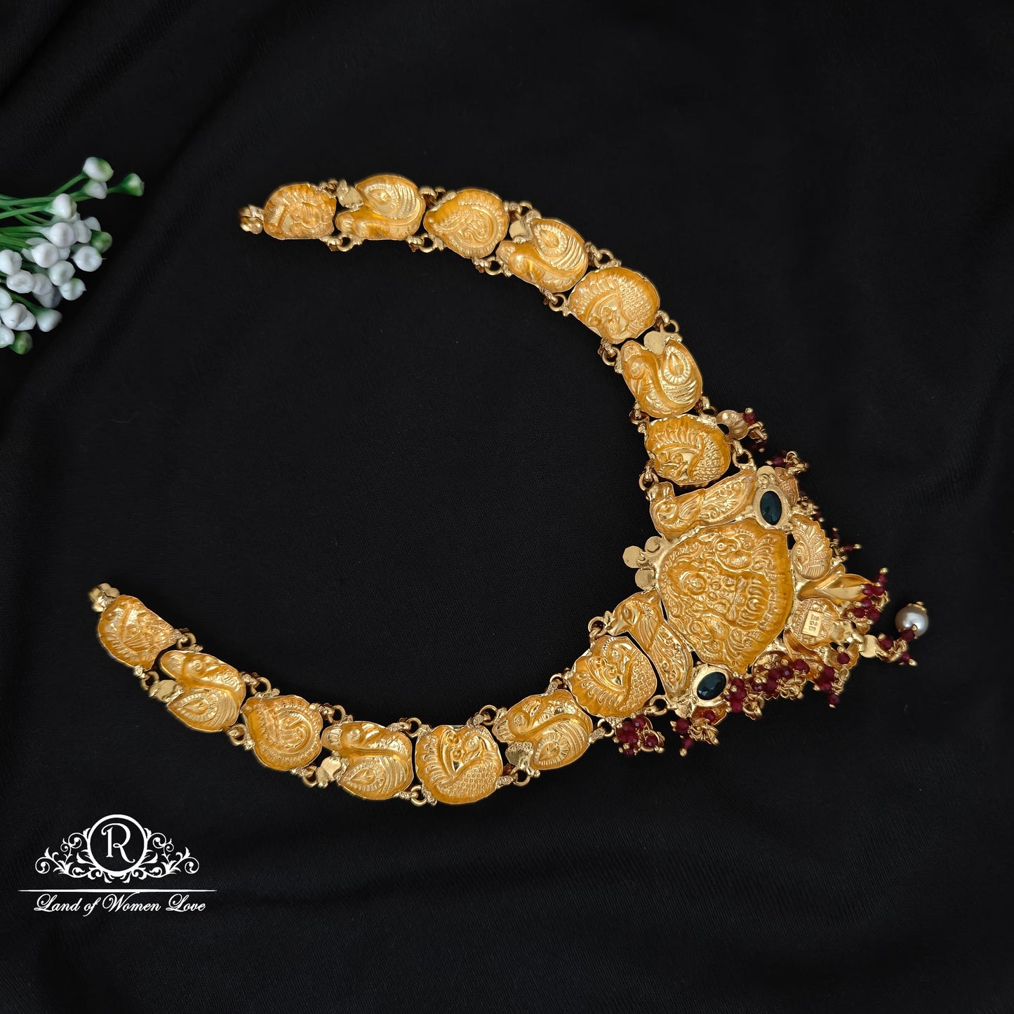 92.5 silver simple and Cute nakshi necklace with Lakshmi Devi Design -RCJR1012