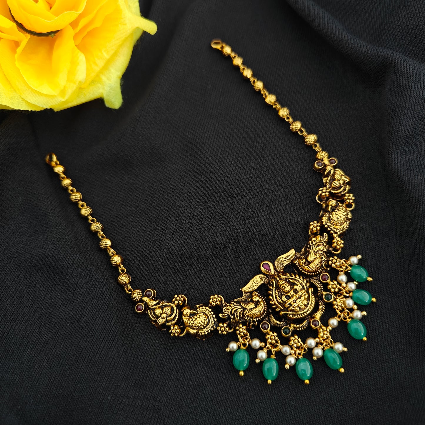 92.5 Silver  lakshmi devi Necklace design-RCV354