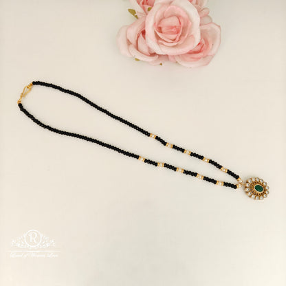 92.5 Silver black beads chain -RCH1181